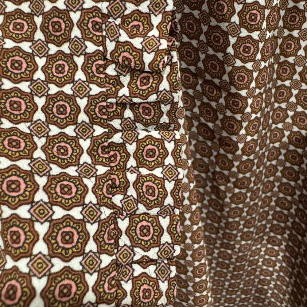 Loft Long-Sleeve Top Brown with Cream & Pink Design EUC - Picture 4 of 7